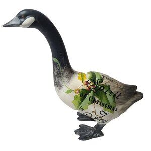 Roman Inc Ceramic Christmas Quote Goose Figurine Hand Painted Holiday Decor